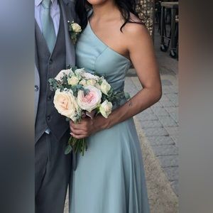 david’s bridal sage one shoulder bridesmaid dress size 2